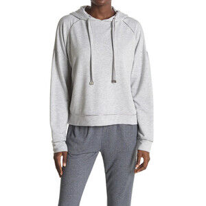Max Studio women's Drawstring Hoodie In Heather Grey Size S